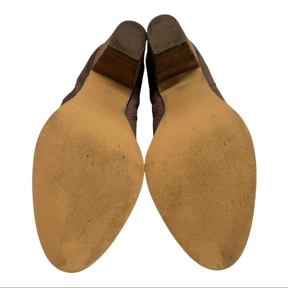 Steve Madden Plover Brown Suede Leather Stack Heeled Booties - Picture 8 of 13